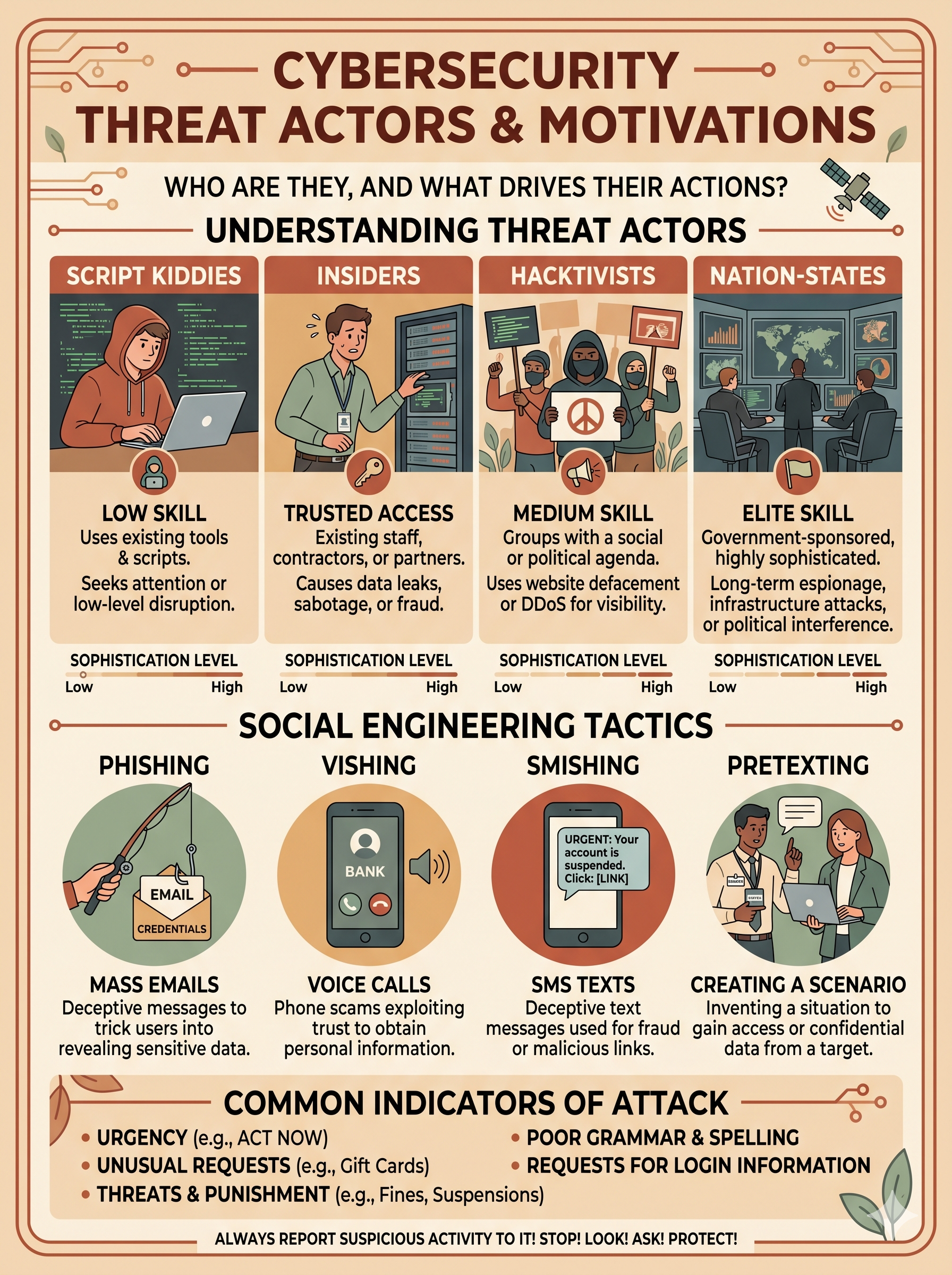 Threat Actors & Motivations instructional graphic preview